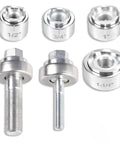 Heavy Duty Ratchet Knockout Punch Kit Includes Four Precision Dies For 1/2 To 1 1/4 Inch Electrical Conduit And Panel Hole Cutting, featuring four precision steel dies.