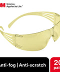 Rugged Safety Glasses Featuring Self Adjusting Flex Temples And Anti Fog Amber Lenses Built Different For Construction Sites And Daily Work Grinds In A Dependable Twenty Pack - close-up of amber lens design.