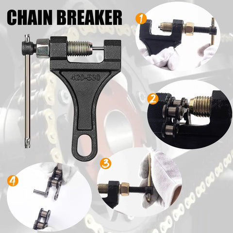 Chain breaker tool for Heavy Duty 420 Motorcycle Chain With 132 Links Plus Chain Breaker And 0.4 Inch Axle Adjuster for 110cc 125cc Dirt Pit Bike ATV Quad Go Kart Mini Bike Scooter