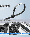 Must Have 300 Piece Zip Tie Set With Assorted Sizes From 4 To 12 Inches Self Locking Nylon Cable Ties With Adhesive Mounts Multi Purpose Easy To Install For Home Office Auto Projects showing detailed closeup of black nylon ties.
