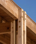Heavy Workhorse Structural Lag Screws 5/16 By 12 Inch Serrated Thread Fasteners in secure hardwood framing joint.