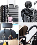 2 Pack Black Paracord Keychain Carabiner Clips With Heavy Duty Chain Hooks attached to luggage, car headrest, and stroller
