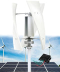 3 Blade Portable Vertical Helix Wind Turbine Generator Kit For Hybrid Wind Systems 8000W 12V with solar panels in background