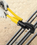 Heavy Duty 22mm Hydraulic Rebar Cutter With Sturdy Steel Toolbox For Construction Sites cutting rebar with a handheld tool.