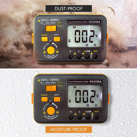 Dust and moisture proof Earth Resistance Tester With 3 Resistance Ranges 20 Ohms, 200 Ohms, And 2000 Ohms, Digital Grounding Meter
