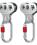 Heavy Duty Stainless Steel Zipline Pulley Kit 2 Pack with Tandem Speed Double Trolley for 1/4 to 3/8 Inch Cable, side view