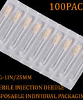 100 Pack 25 Gauge 1 Inch Luer Lock Dispensing Needles Disposable Lab Supplies Individually Sealed Packaging For Medical Vet Research Electrolysis And Art Craft Use, 25G-1IN/25MM