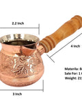 Turkish Greek Arabic Floral Brass Tone Stovetop Coffee Pot Cezve Ibrik Briki With Wooden Handle Handcrafted 180 Ml 6 Oz Vintage Vibe