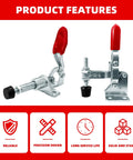 Eight Piece Toggle Clamp Set With Hold Down And Push Pull Quick Release Clamps For Woodworking, heavy duty carbon steel clamps with red handles