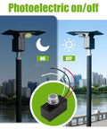 Outdoor Light Sensor Photocell Auto On Off 120 to 277 Volt Dusk to Dawn Switch for Exterior Lighting shown in use