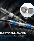 All In One 485 Piece Solder Seal Wire Connector Kit with 300W Heat Gun showing soldered connection with waterproof seal