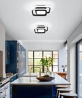 Small Modern Two Crossed Square LED Ceiling Light With Acrylic Finish, 36W Integrated 6000K Cool White in a kitchen setting