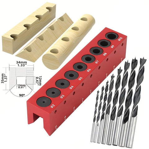 Pro Grade Drill Guide And Doweling Jig For Straight Holes With Perpendicular Entry Self Centering Drill Block Set