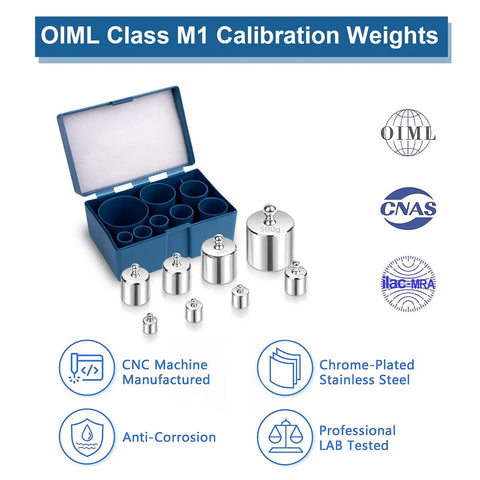 Calibration Weight Kit 1000g Eight Pieces OIML Class M1 High Precision For Digital Scales And Lab Scales With Tweezers Pro Grade Weight Set