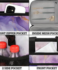 Gradient Color Insulated Picnic Backpack Lunch Bag For Women And Men with pockets and compartments for accessories and bottles.