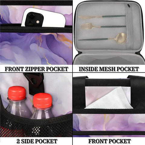 Gradient Color Insulated Picnic Backpack Lunch Bag For Women And Men with pockets and compartments for accessories and bottles.