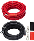Heavy Duty 5 Gauge Battery Cables 10 Foot Red Black Power Cord Kit with copper ends and thermal sleeves for electric setups.