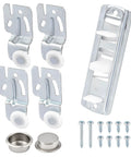 5Pcs Closet Sliding Door Roller Hardware Kit For Wardrobe Doors With Slide Track Replacement Rollers For Top Hung Sliding Doors Compatible With Three Quarters Inch To One And Three Eighths Inch Door Thickness showing rollers, track, and screws