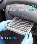 Person installing Cabin Air Filter PC99204X Fits 2018-2024 Volkswagen Tiguan, 2019-2025 Jetta with four-stage filtration