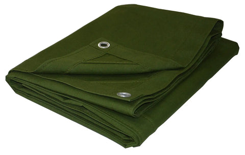 Heavy Duty Canvas Tarp 10x12 Feet With Rustproof Aluminum Grommets Every 24 Inches All Weather Ready Multipurpose Tarpaulin Cover