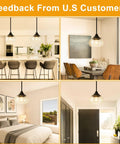 Modern Pendant Light Fixture With Clear Glass Shade And Adjustable Drop Wire For Kitchen Island Dining Room Bedroom in various home settings.