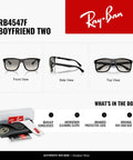Boyfriend Two Square Sunglasses Black Frame With Light Grey Crystal Lenses 60mm Unisex Dope Shades Top, Front, Side Views