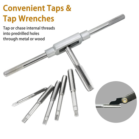 Axelord 40-piece metric tap and die set with T-handle wrench and assorted dies for M3-M12