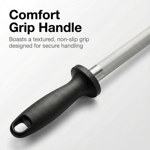 Pro Grade Knife Sharpener Rod 13 Inch Carbon Steel Honing Rod For Kitchen Knives Magnetized Sharpening Stick with comfort grip handle