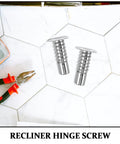 Built Tough Sofa Headrest Adjustment Hinge Screws 4 Pack Folding Lift Mechanism Hardware displayed with pliers for recliner repair.