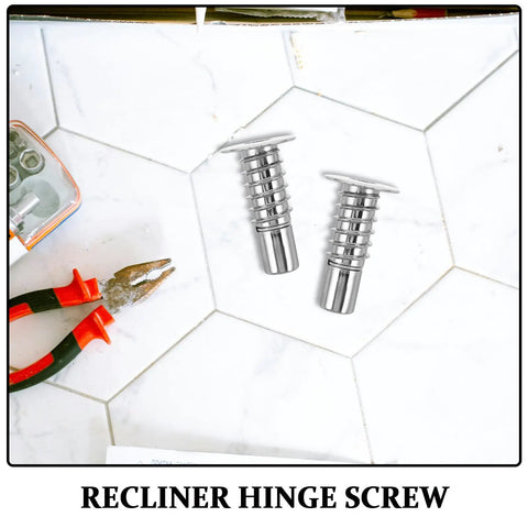 Built Tough Sofa Headrest Adjustment Hinge Screws 4 Pack Folding Lift Mechanism Hardware displayed with pliers for recliner repair.