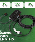 50 Amp Level 2 EV Charger Station 240V Beefed Up Fast Home Charging With 30 Foot Hardwired Cord For Tesla ID4 Mach E F150
