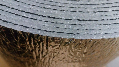 Close-up of Foam Core Reflective Insulation For Spiral Ducts 4 Inch By 25 Foot Duct Wrap showing textured layers