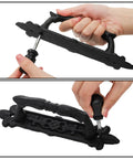 Heavy Duty Barn Door Handle Built Tough 9 Inch Cast Iron Rustic Gate Pull Antique Black 2 Pack With Screws shown in hand