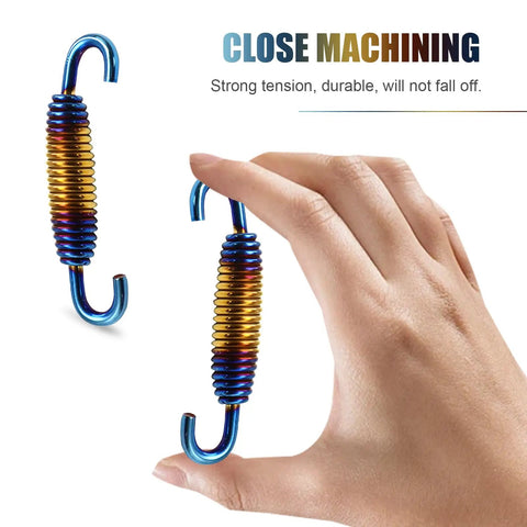 Two Pack Ride Ready Motorcycle Exhaust Springs 40mm To 60mm Universal Stainless Steel Reinforced Spring Hooks held by hand