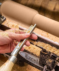 Person using 3/4 Inch Spindle Roughing Gouge For Wood Lathe Pro Grade Premium Austrian High Speed Steel on a wood lathe