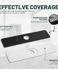 Matte Black Faucet Plate 10 Inch Long Rectangle Sink Hole Cover For 1 Or 3 Hole Faucets, stainless steel, sponge pad demo