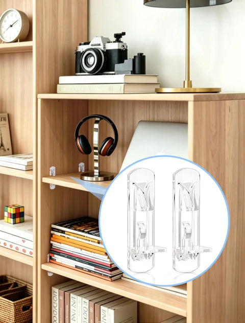 Rock Solid Clear Plastic Cabinet Shelf Pegs featuring hassle free installation, smooth sliding fit in wooden shelving.