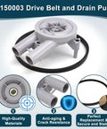 Upgraded RB150003 Washer Drain Pump And Belt Kit 8x6x3.4 Inch with pump models 201566P, 205217P, 27001036
