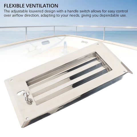 Jonlaki 316 stainless steel marine louvered vent with locking knob; mirror-polished, adjustable ventilation grille