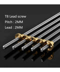 2 Pack T8 Leadscrews With Brass Nuts And Stainless Steel Rods, 500mm Length, 2mm Pitch, ideal for 3D printer Z axis use