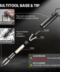 Diagram of the Two Pack Bullet Permanent Match Lighter with Bottle Opener and Glass Breaker, detailing components and uses.