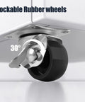 1 Inch Low Profile Swivel Caster Set Of 4 With No Noise Polypropylene Wheels For Furniture 360 Degree Top Plate Brakes 22 Lb Capacity Per Caster Durable Floor Friendly with lockable rubber wheel on furniture.