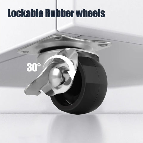 1 Inch Low Profile Swivel Caster Set Of 4 With No Noise Polypropylene Wheels For Furniture 360 Degree Top Plate Brakes 22 Lb Capacity Per Caster Durable Floor Friendly with lockable rubber wheel on furniture.