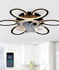 5 Pc Ceiling Fan with Lights Remote Control 25 inch Black 6 Speeds 3 Light with modern design and light settings