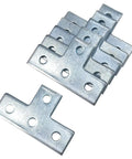 Four Hole T Shaped Brackets Flat Plate For Half Inch Bolt In One And Five Eighths Inch Strut Channel Heavy Duty Unistrut Compatible Mounting Brackets For Construction Framing And Channel Support With Slotted Holes, galvanized steel