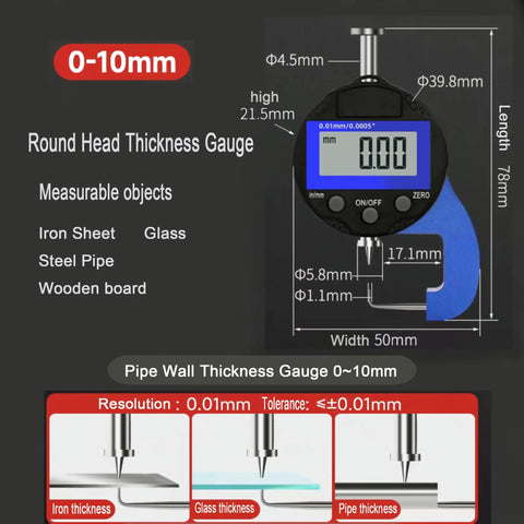 High Precision Digital Thickness Gauge Smooth Operator Probe Indicator With Dead On Accuracy Metric Imperial Conversion For Workshop DIY And Industrial Jobs