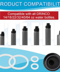 Six Pack Silicone Water Bottle Lid Gasket Set for Stainless Steel Bottles Leak Proof O Rings Replacements for 14/18/22/32/40/64oz Lids and Spouts BPA Free Fits Chug Lids compatible with DRINCO 14/18/22/32/40/64 oz bottles