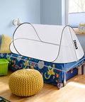 Ultra Portable Pop Up Mosquito Tent For Camping And Travel Easy Foldable Mesh Net That Fits A Full Size Bed Or Kids Playtime 78 Inch By 30 Inch By 24 Inch Backpacking Friendly No Hassle Setup And Packable installed on bed