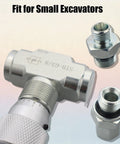 Drop In Hydraulic Speed Control Valve For Mini Excavators And Small Hydraulic Systems Sealed Internal Structure Direct Replacement With Three Eighths Inch L08 Metric Thread And M14 Fittings shown with connectors