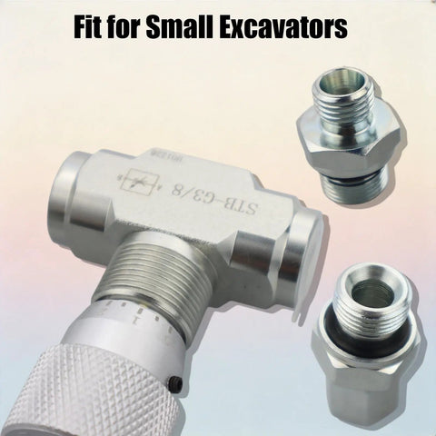 Drop In Hydraulic Speed Control Valve For Mini Excavators And Small Hydraulic Systems Sealed Internal Structure Direct Replacement With Three Eighths Inch L08 Metric Thread And M14 Fittings shown with connectors